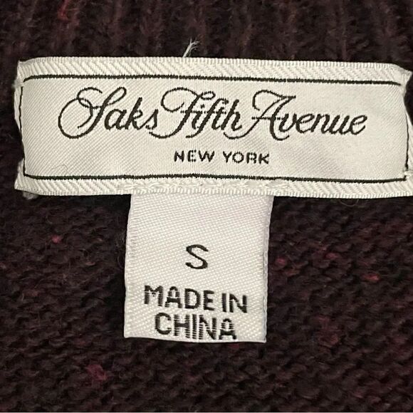 Saks Fifth Avenue Wool Blend Puple Crewneck Cozy Mens Sweater SZ S - Picture 9 of 12